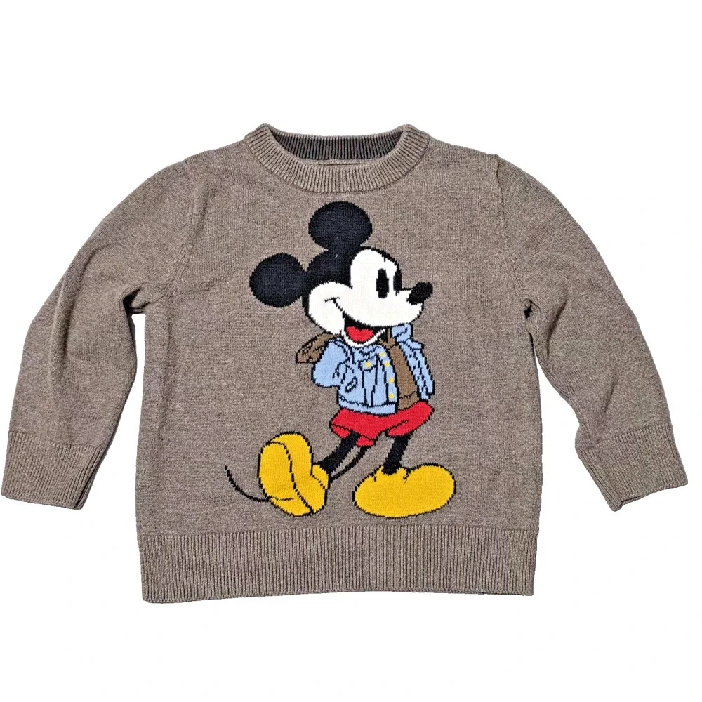 Baby Gap Disney Mickey Mouse Toddler Sweater Brown Heather 100% Cotton 2T Fall 2